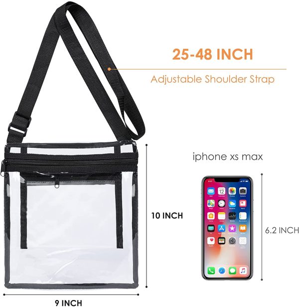 Clear Crossbody Purse, Stadium Approved Clear Bag for Women and Men, Transparent Bag with Extra Inside Pocket for Work Stadium Concerts Festival