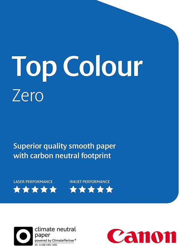 Canon 100gsm Top Colour Zero FSC High Grade Copier/Inkjet Paper Carbon Neutral (1 x 500 Sheets), 99661554