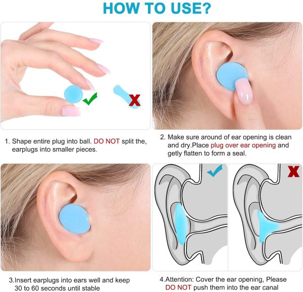 Reusable Silicone Ear Plugs, Waterproof Noise Cancelling EarPlugs for Sleeping, Shooting, Airplanes, Concerts, Mowing, 22dB Highest NRR - Image 4