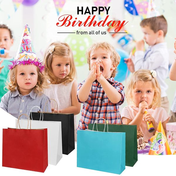 Paper Bags With Handles 27*12*21cm,Gift Bags,Black Paper Bags for Birthday Party Wedding Christmas Halloween Easter(20pcs 130gsm) - Image 5