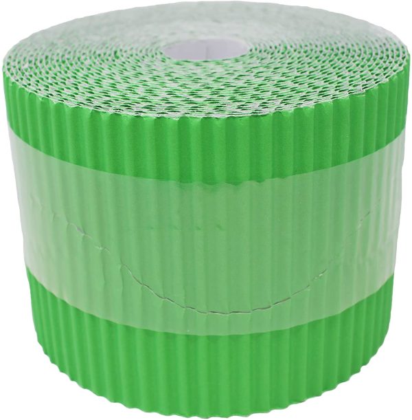 Bright Ideas Corrugated Border Roll for School Displays, Apple Green, 10cm x 7.5m