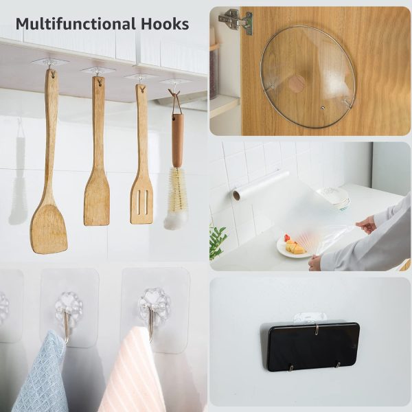 Self Adhesive Hooks,12 PCS Heavy Duty Door Wall Adhesive Hooks for Kitchen, Bathroom, Office, Closet, Hanging Coat Cloth Towel Key Decorations - Image 5