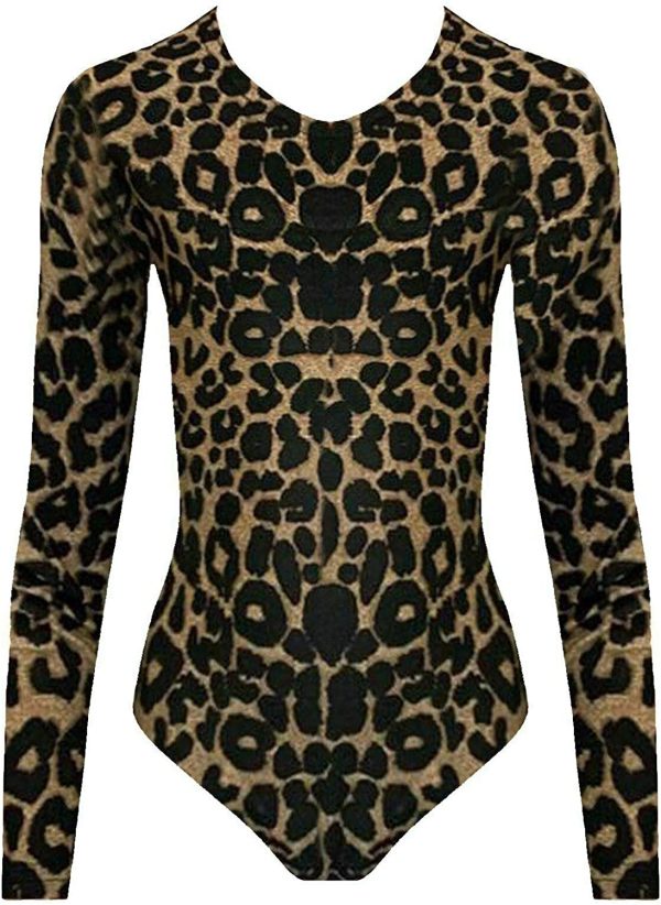 Kids Girls New Leopard Camouflage Print Long Sleeve Dance Gymnastics Leotard Bodysuit Top 3-13 Years