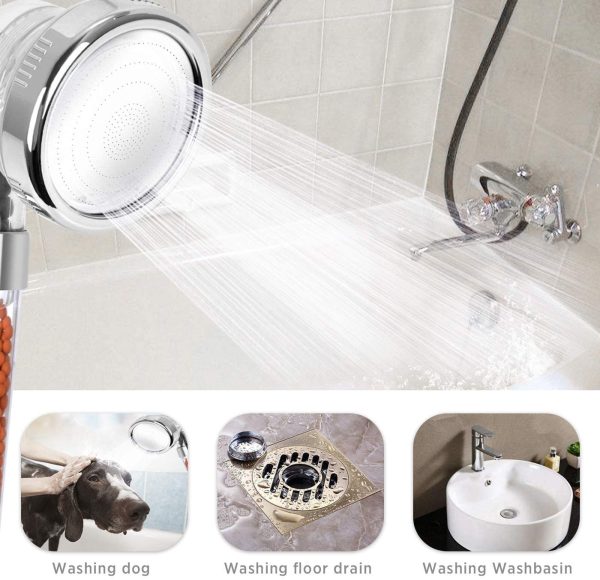 Ionic Shower Head Handheld High Pressure Water Saving 3 Modes Adjustable Filter Showerhead for Hard Water Low Water Pressure Contains Additional Replaceable Stone - Image 8