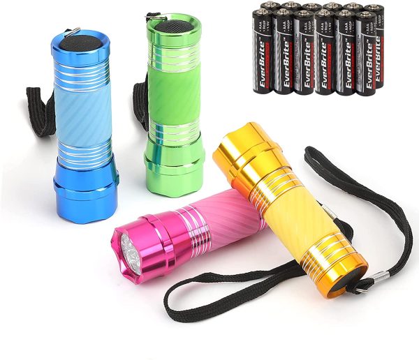 EverBrite 4-Pack LED Flashlight Mini Torch, 90mm Small Torches, Colorful Glow in Dark Torch Light,Camping Hiking Outdoors Party-Lightweight, Batteries Included - Image 3