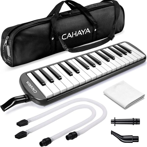 CAHAYA Melodica Instrument 32 Key FDA Approved Piano Style Portable with Double Plastic Flexible Long Pipe, Short Mouthpieces and Carrying Bag, CY0050-1 - Image 2