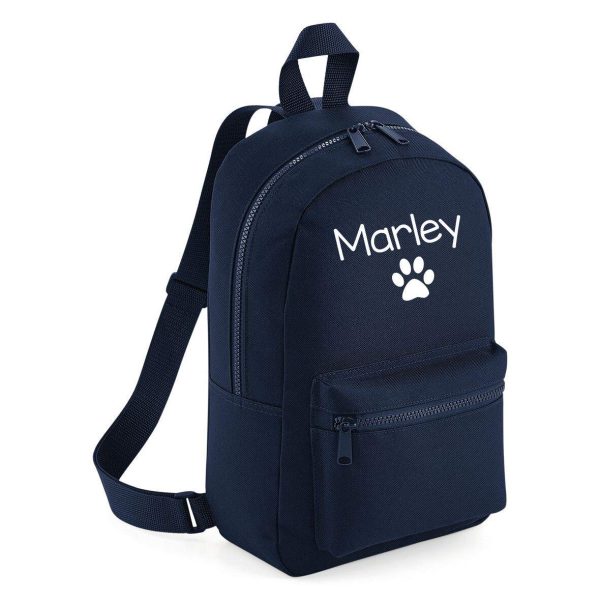 Personalised Dog Name and Paw Rucksack Backpack Pets Travelling