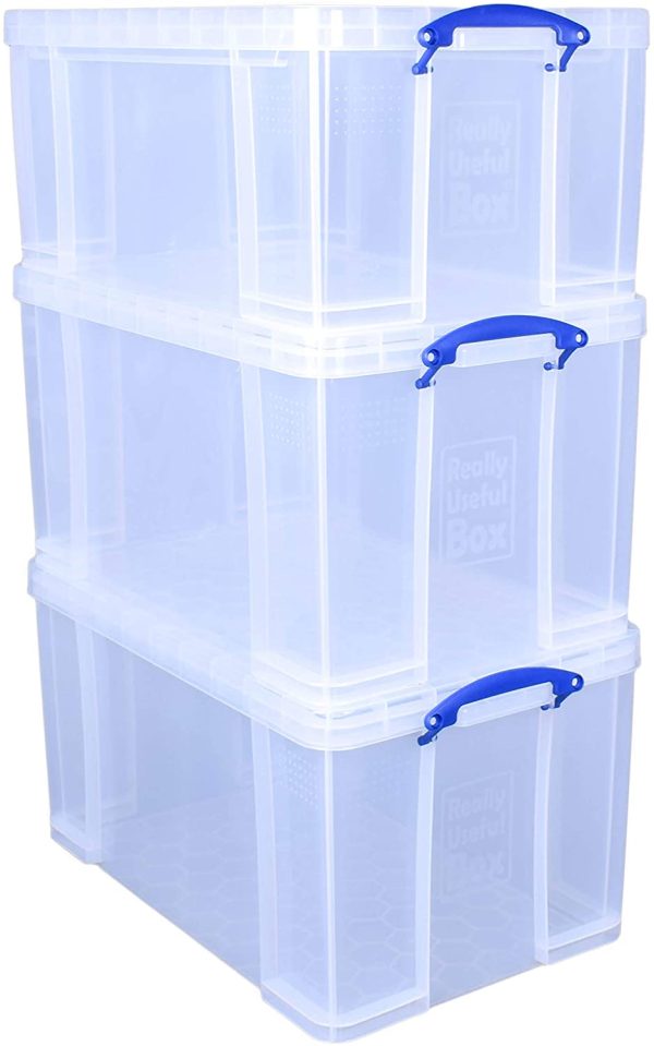 Really Useful Box 2x 84 Litre + 1x64 Litre Storage Box Clear, BP5181 - Image 2