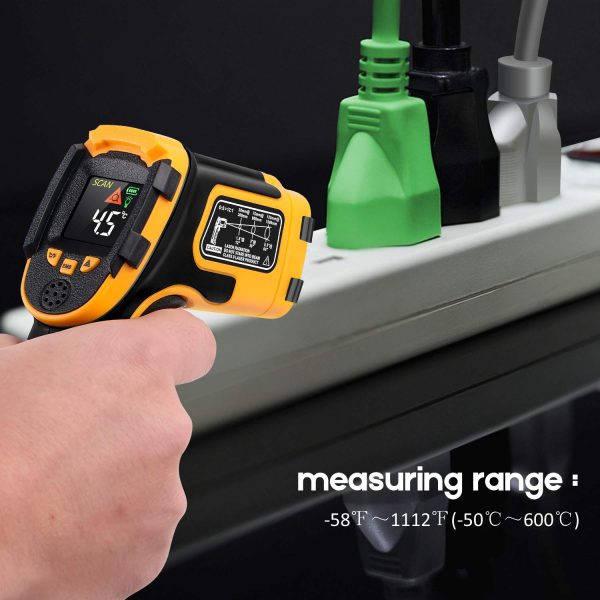 Infrared Thermometer Non-Contact Digital Laser Temperature Gun Color Display -58?H??1112?H(-50?桫600??) Adjustable Emissivity - for Cooking/BBQ/Freezer/Food/Fridge - Meat Thermometer Included - Image 6