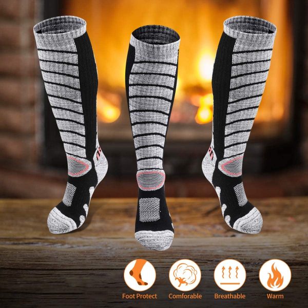 Kuyou Ski Socks Women Men,3 Pairs Cashmere-Like Long Hose Winter Thermal Skiing Socks, Hiking Socks Women Size UK 3-8 / Eur 35-41,Men Size UK 6-11 / Eur 39-45 for Skiing,Snowboarding,Hiking,Skating - Image 6