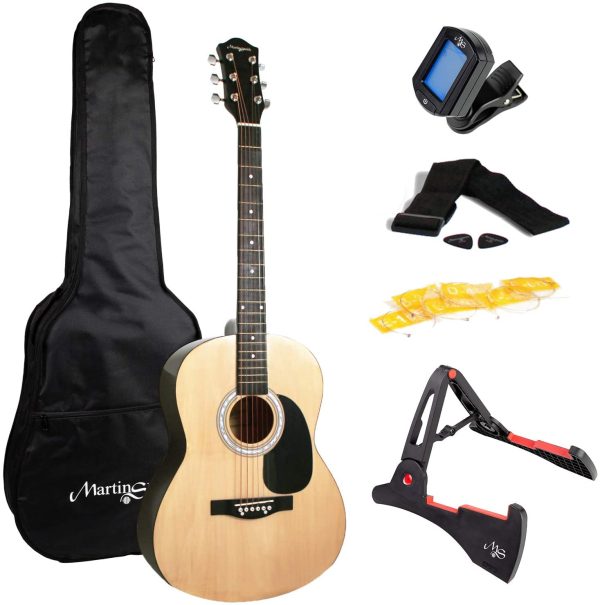 Martin Smith Acoustic Guitar Kit with Full-Size Acoustic Guitar, Guitar Stand, Guitar Tuner, Guitar Bag, Guitar Strap, Guitar Plectrums & Spare Guitar Strings