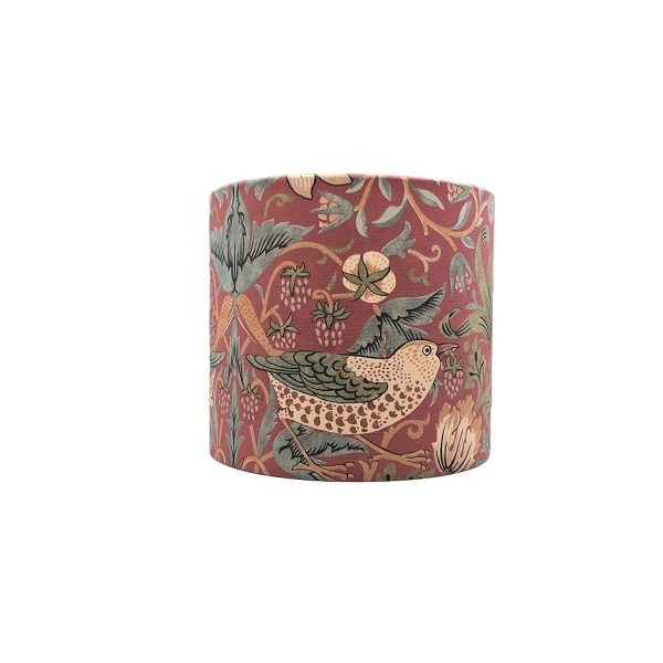 Handmade Lampshade William Morris Strawberry Thief Crimson Red - Image 3