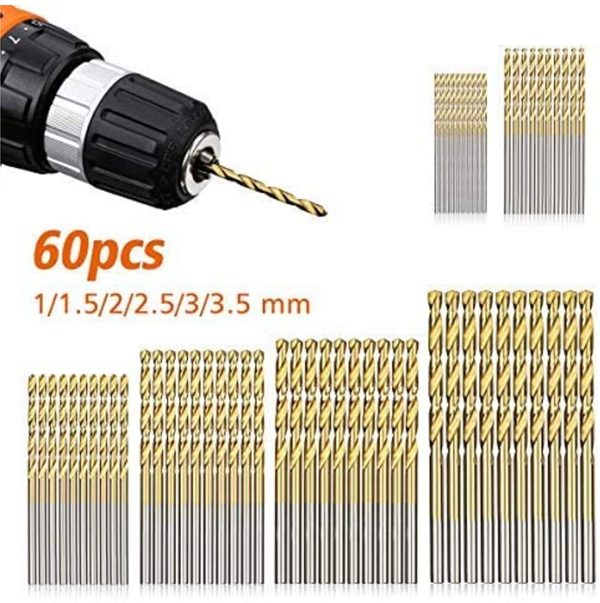 MOHOO HSS Shank Drill Bit Set 60PCS /.5/2/2.5/3/3.5mm High Speed Steel Drill Bits Tools Titanium Coated for Wood Plastic and Aluminum Copper Steel - Image 8