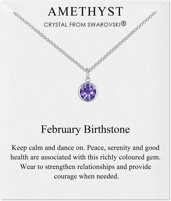 Philip Jones February (Amethyst) Birthstone Necklace Created with Austrian Crystals - Image 3