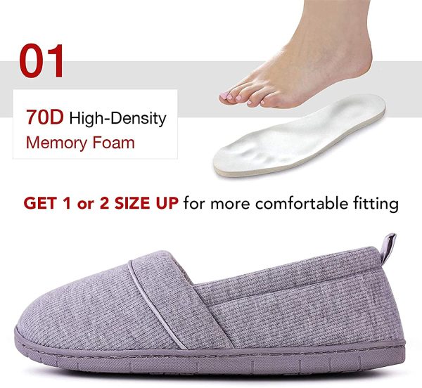 EverFoams Women's Memory Foam Comfort Knit House Shoes Light Weight Terry Cloth Loafer Slippers with Anti-Skid Rubber Sole - Image 3