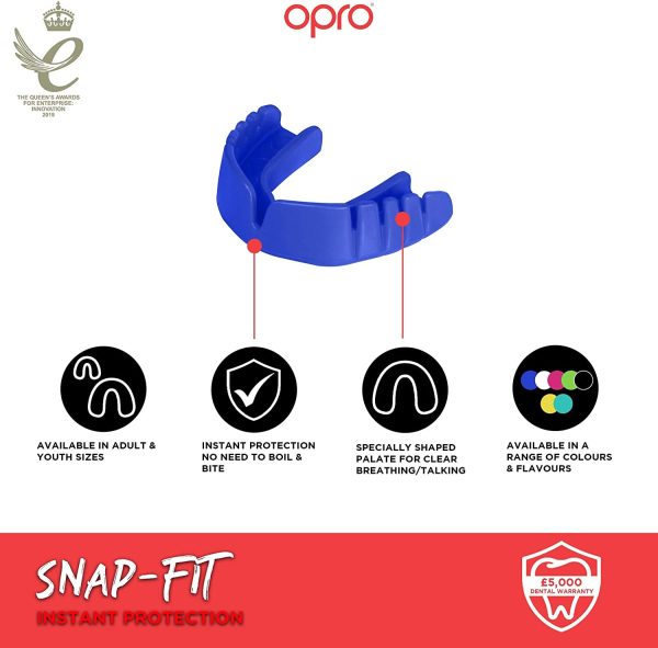 Opro Snap-Fit Instant Gum Shield for Rugby, Hockey, MMA, Lacrosse, Contact Sports ?C Dental Warranty, No Moulding Needed, Easy and Instant Fit - Image 3