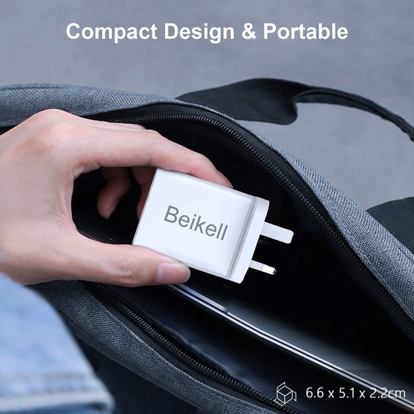 Beikell USB Plug Charger, 4-Port USB Wall Charger Power Adapter with Smart Device-Adaptive Fast Charging Technology, for iPhone 11/11Pro/ XS/XR/X/8, Galaxy S8/Note 3, iPad Air 2/mini etc. - Image 3