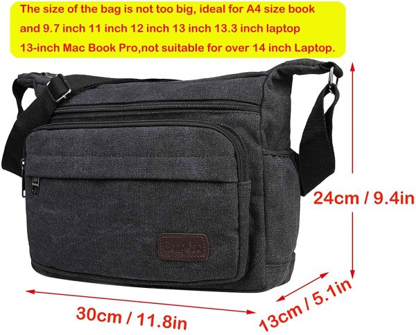 JAKAGO Waterproof Messenger Shoulder Bag Multi Pockets Crossbody Bag for for Men Women, Casual Travel Bag Canvas Handbag Briefcase for Working Shopping School Fishing Camping Hiking Daily Use - Image 6