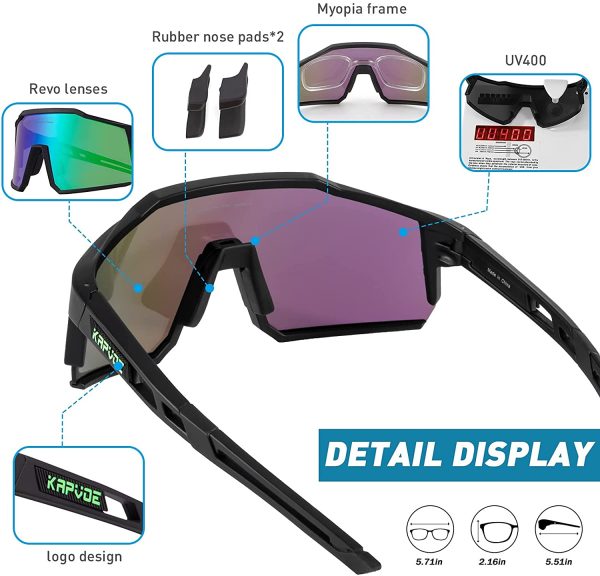 KAPVOE Polarized Cycling Glasses With 4 Interchangeable Lenses Tr90 Frame For Men Women Sports Sunglasses Mountain Bike Glasses MTB Bicycle Goggles Running - Image 4