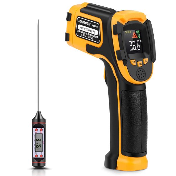 Infrared Thermometer Non-Contact Digital Laser Temperature Gun Color Display -58?H??1112?H(-50?桫600??) Adjustable Emissivity - for Cooking/BBQ/Freezer/Food/Fridge - Meat Thermometer Included - Image 5