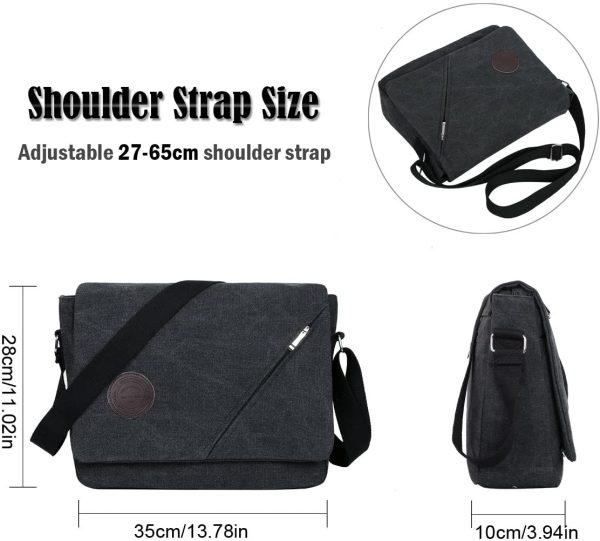 Eshow Men Messenger Bag canvas laptop Shoulder Bag for Men 14 inch Tablet Messenger Briefcase Work MacBook Pro Crossbody Bag Satchel for Casual Business School Travelling - Image 8