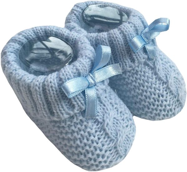 Nursery Time Baby Boys Girls 1 Pair Knitted Booties Soft Newborn Knitted Booties with Bow 116-354