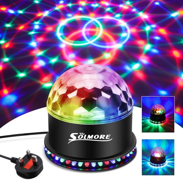 Disco Lights SOLMORE 51 LEDs Party Stage Lights 12W RGB Disco Ball Light Sound Activated Automatic Lighting Strobe lights Unique Sequential Flashing Effect for Kids Festival Birthday Party Bar UK Plug - Image 6