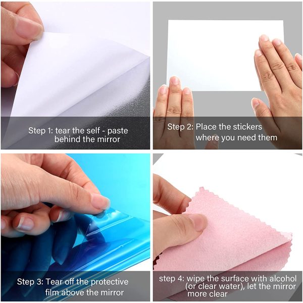 Flexible Mirror Sheets Self Adhesive Non Glass Mirror Tiles Mirror Stickers for Home Wall Decor (10 Pieces,4 x 6 Inches) - Image 4