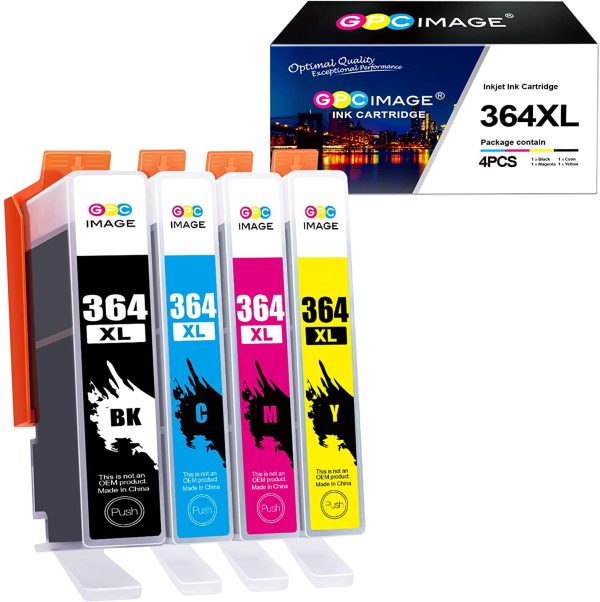 GPC Image Multipack Ink Cartridges Replacement for HP 364XL 364 Compatible with 5510 5520 5522 5524 6510 6520 B8550 C5388 7510 7520 4620 3070A (Black Cyan Magenta Yellow, 4-Pack)