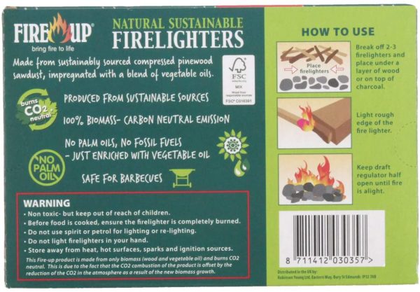 FIREUP Sustainable Firelighters 28's, Natural, (Pack of 28) - Image 2