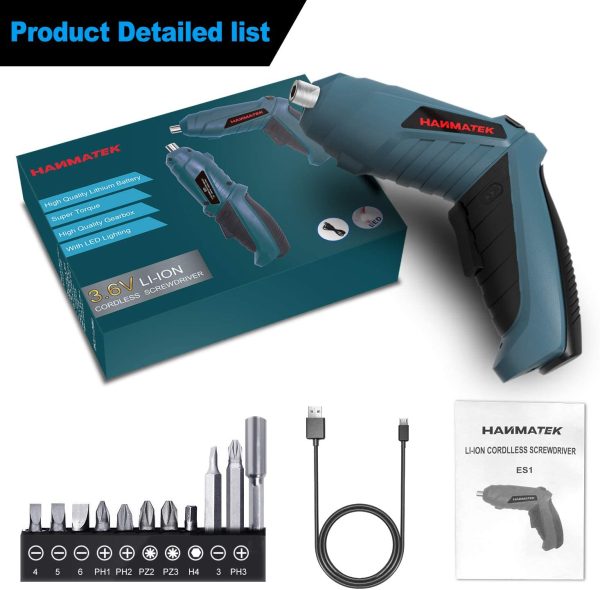 Electric Screwdriver, Cordless Screwdriver Tool Rotated 90 Degrees with Rechargeable Battery & LED Light for Home DIY - Image 7