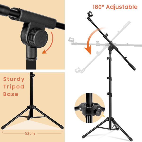 CAHAYA Tripod Boom Sheet Microphone Stand Metal Portable with Carrying Bag, for Performance Singing Speech Wedding Stage and Outdoor CY0239 - Image 2