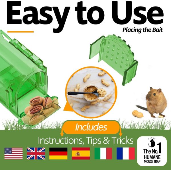 Humane Mouse Trap for Indoors Outdoors - Live Catch Release - Highly Sensitive and Secure - Pet and Child Safe - Reusable - Easy to Clean - Animal Eco Friendly - Capture Mice Alive No Kill - Image 5