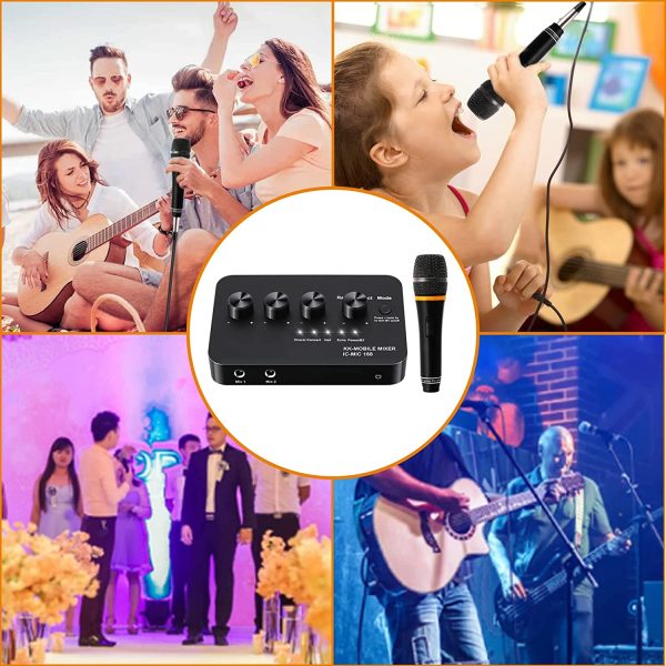 Karaoke Mixer, Inncen Microphone Mixer System with Microphone, 4 Switchable Reverb Effect & 2 Microphones Output for Karaoke, Home Theater, Speaker, Compatible with Mac, PC, iOS and Android - Image 5