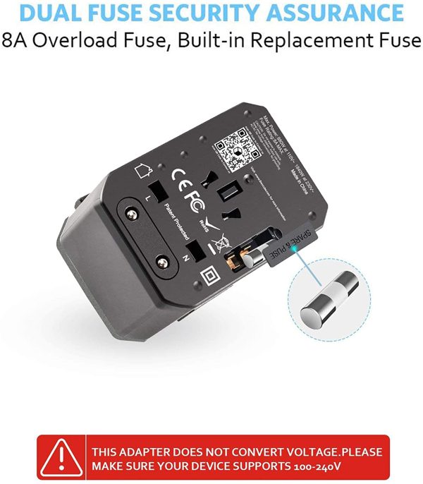 iBlockCube? Universal Travel AC Power Plug Adapter with International Socket & 4 USB 5.6A + 1 Type-C 3.0A Smart Ports Work for US EU AU UK up to 150+ Countries Worldwide Type A G I (Silver)