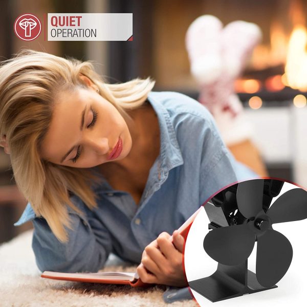 NETTA 4 Blade Woodburner Stove Fan - Silent Operation - Eco Friendly Circulation - Efficient Heat Distribution - Ideal Log Burner Fan and Woodburner Fireplace Fan - Black - Image 6