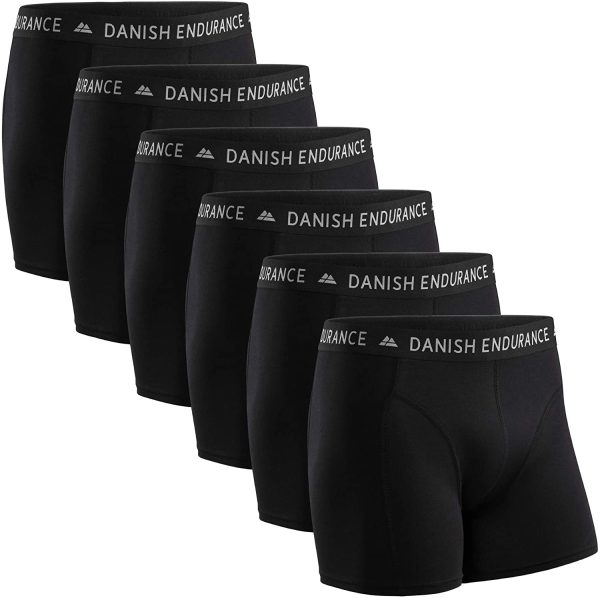 DANISH ENDURANCE Men's Cotton Trunks, Stretchy Soft, Classic Fit Underwear, Boxer Shorts, Pants Multipack in Black, Green, Blue & White, 6 Pack - Image 4