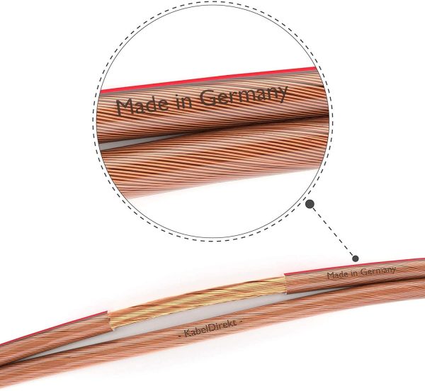 KabelDirekt ?C Pure Copper Stereo Audio Speaker Wire & Cable ?C Made in Germany ?C 2x2.5mm2 ?C 15m ?C (For Hifi Speakers and Surround Sound Systems, Pure Copper, with polarity markings) - Image 8