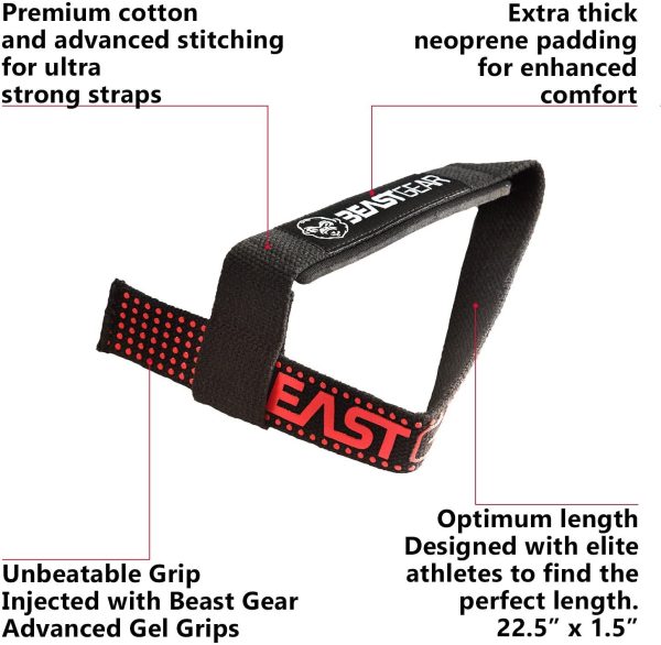 Beast Gear Weight Lifting Straps - Professional, Padded Gym Wrist Straps w/Advanced Gel Grips - Image 6