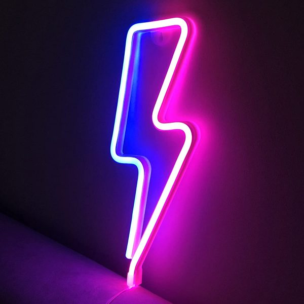 Lightning Bolt LED Neon Signs - USB Battery Operated Neon Light Sign for Gaming Room | Neon Signs for Wall Decor Birthday Wedding Party Bedroom Decorations - Image 4