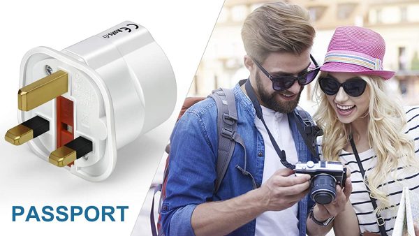 VGUARD European to UK Adapter, 1pack Plug Adaptor EU to UK Plug Adapter 2 Pin Plug Adaptor to 3 Pin for Travel or Electronic Device from France, Italy, Spain, Germany to UK - White