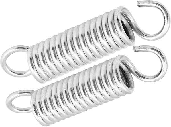 Extended Compressed Spring Small Dual Hook Ends Heavy-Duty Stainless Steel Replacement?Springs Tension Spring for Tents, awnings, caravans - Fastening Accessories (Pack of 2)