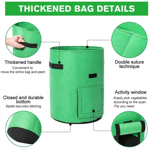 Potato Grow Bags , 2 Pack 10 Gallon Potato Growing Bags Potato Planting Bag Potato Planter with Flap and Handles for Potato, Tomato, Carrot (Green) - Image 4