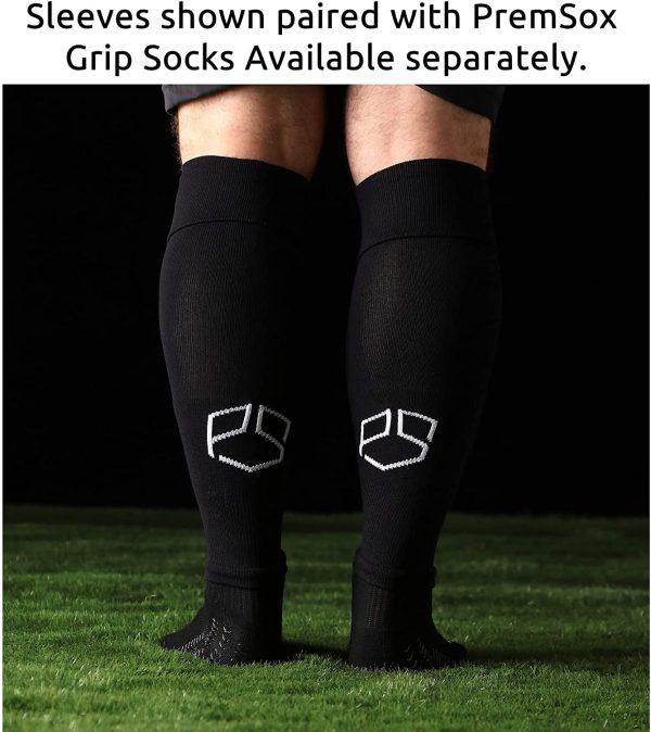 PremSox Football Sock Sleeves - Pair Our Grip Socks, Team Leg Sock Sleeve Fits Over Shin Pads - White, Black, Red, Blue, Green, Yellow, Orange, Sky, Navy - Image 2