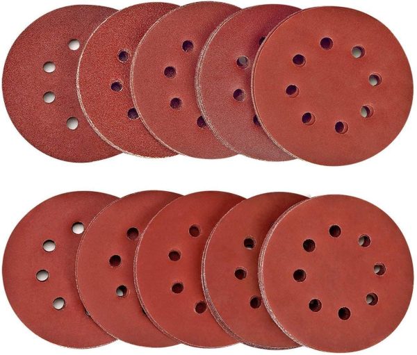 Sanding Discs Pads, 100Pcs 125mm Orbital Sander Discs, Hook and Loop 40 # 80 #,120 #,180 #,320 #,400 #,600 #,800 #,1500 #,2000 # Grits 8-Holes Sandpaper For Random Orbital Sander--SDPS5M100 - Image 4