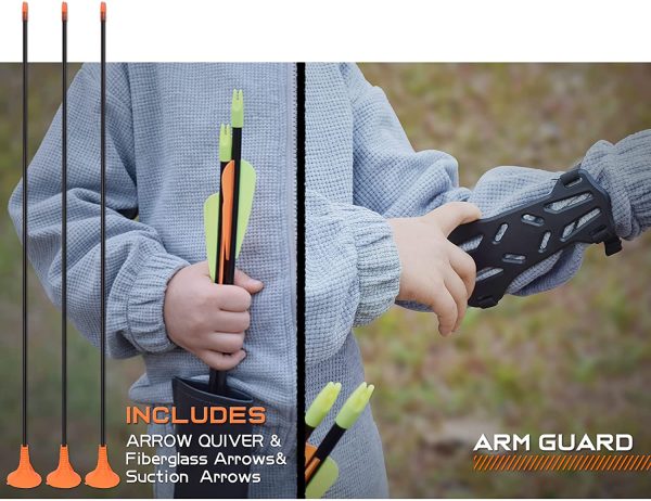 Recurve Bow and Arrow Set Outdoor Youth with Quiver Children Junior Archery Beginner Longbow Target Training for Teen Teams Game - Image 3