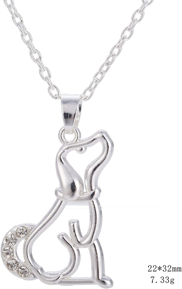 Lovely Silver Crystal Sitting Dog Puppy Pendant Necklace for Men Women Girls Boys Animal Jewelry - Image 5