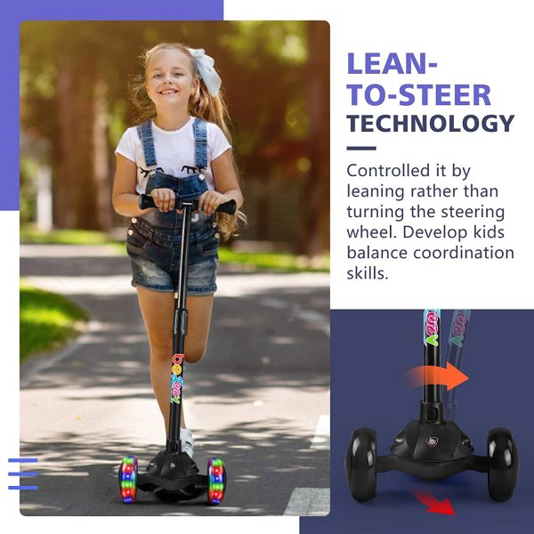 BELEEV Scooter for Kids, 3 Wheel Scooter for s With Steering Lock, 4 Adjustable Height, Kick Scooter with Flashing Wheels for Children Girls and Boys Age 3-8 Years - Image 2