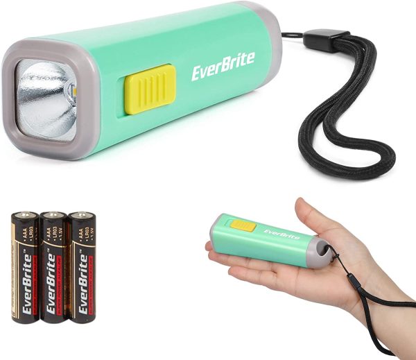 EverBrite Mini LED Kids Flashlight (Green), Kids Torch Light Weight (46g) with Yellow Light, Ideal for Reading, Camping, Walking, Asking for Help, 3 AAA Batteries Included Christmas Gift - Image 3