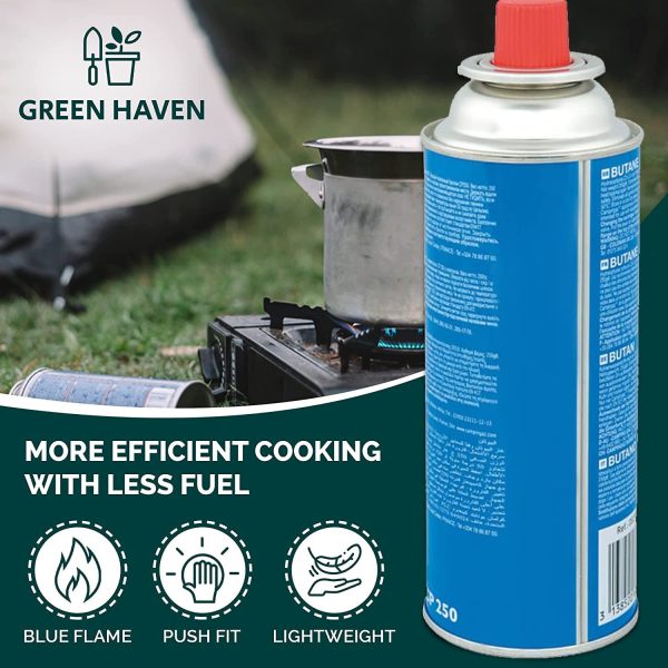 Green Haven Premium Butane Gas Canisters | Camping Gas Canister for Camping Stove, Blowtorch, BBQ, Gas Weed Burner | EN417 Gas Canister Gas Cartridge Gas Cylinders for Camping | Gas Cylinder - Image 8